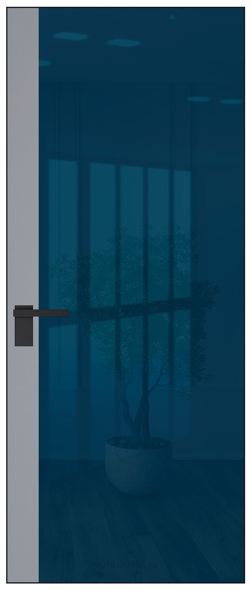 6 AGK цвет Зеркало Blue вставка Смоки кромка Черный матовый