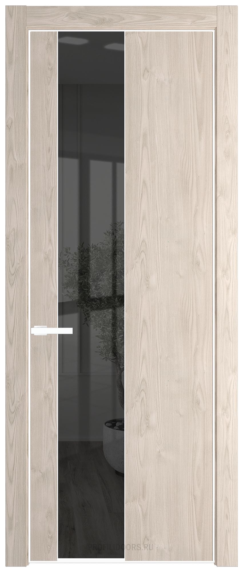 19 NE Каштан светлый с кромкой Вайт с стекляной вставкой зеркало grey