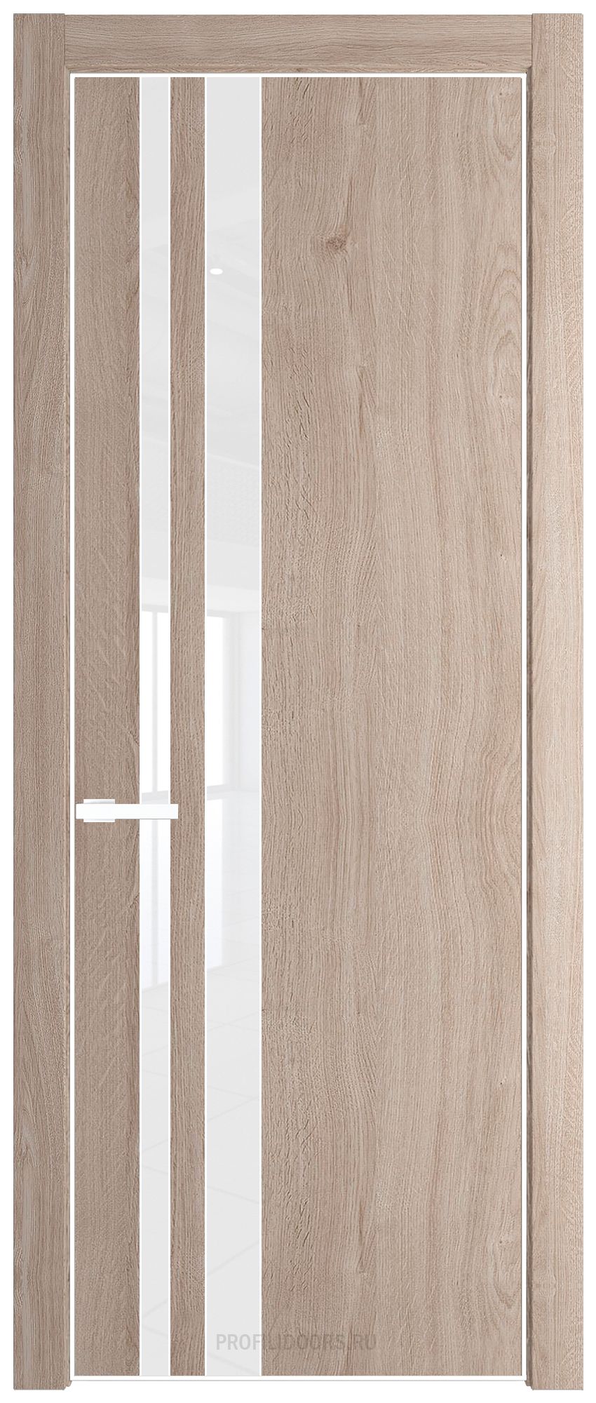 20 NE Дуб Сонома с кромкой Вайт с стекляной вставкой лак классик
