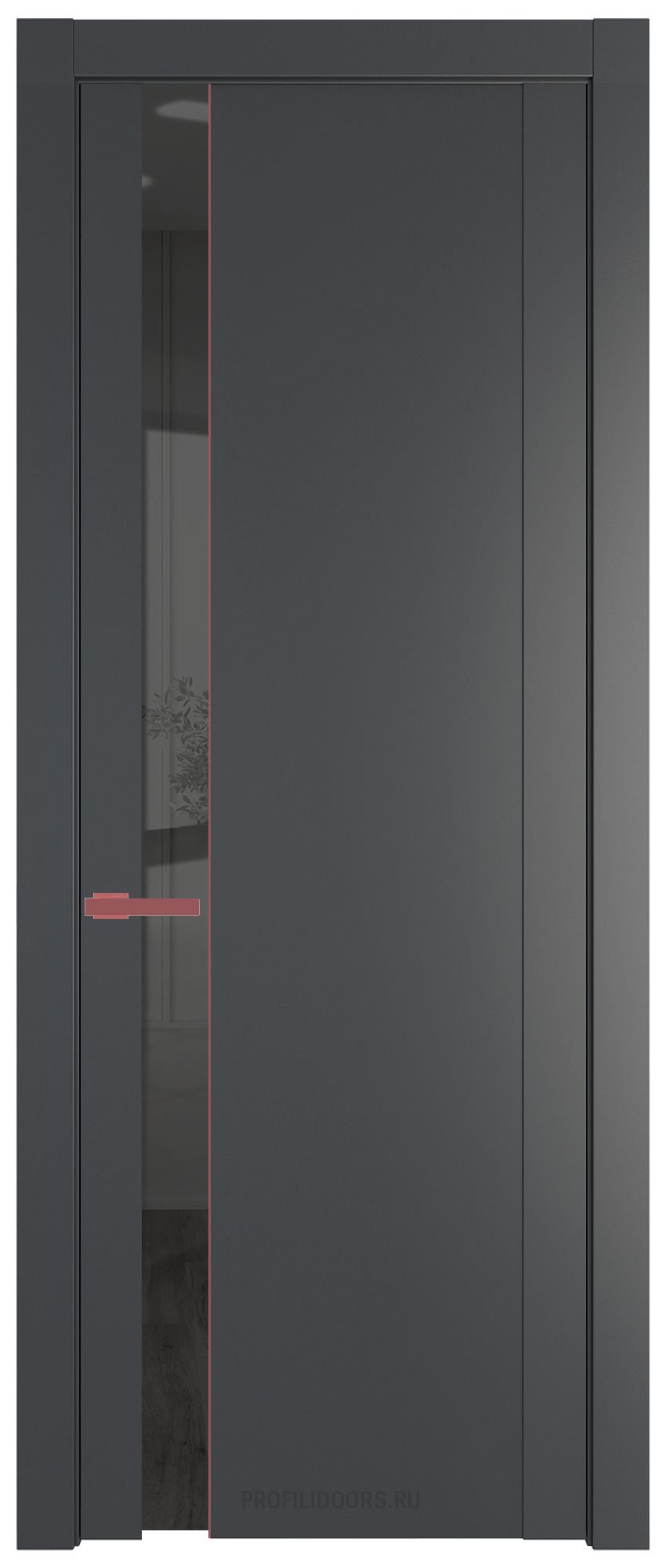 1.2P Графит Зеркало Grey молдинг Красный антрацит