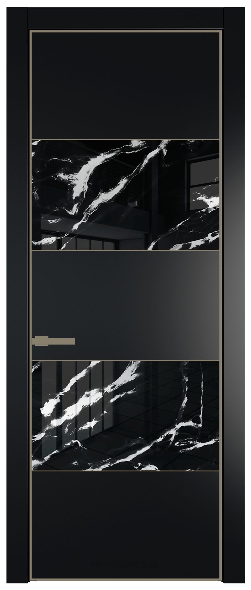 22 PA Блэк с профилем Шампань с стеклом  нефи черный узор серебро