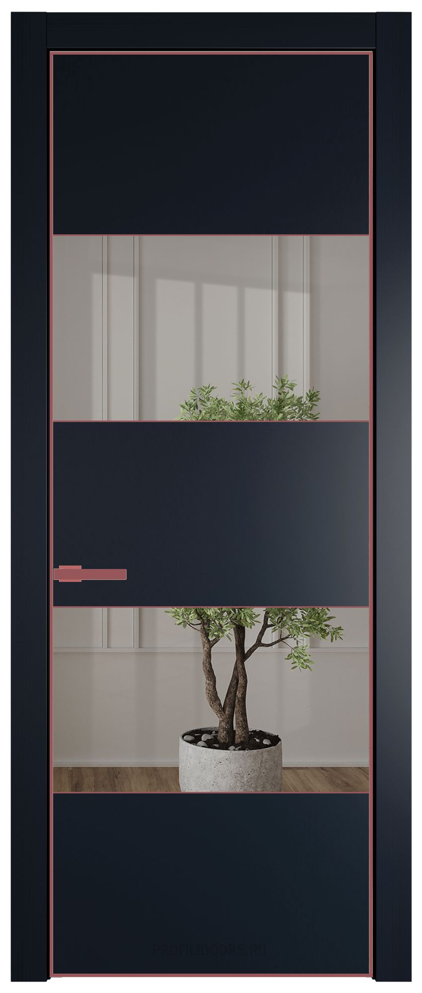 22 PA Нэви Блу с профилем Красный антрацит с стеклом  зеркало