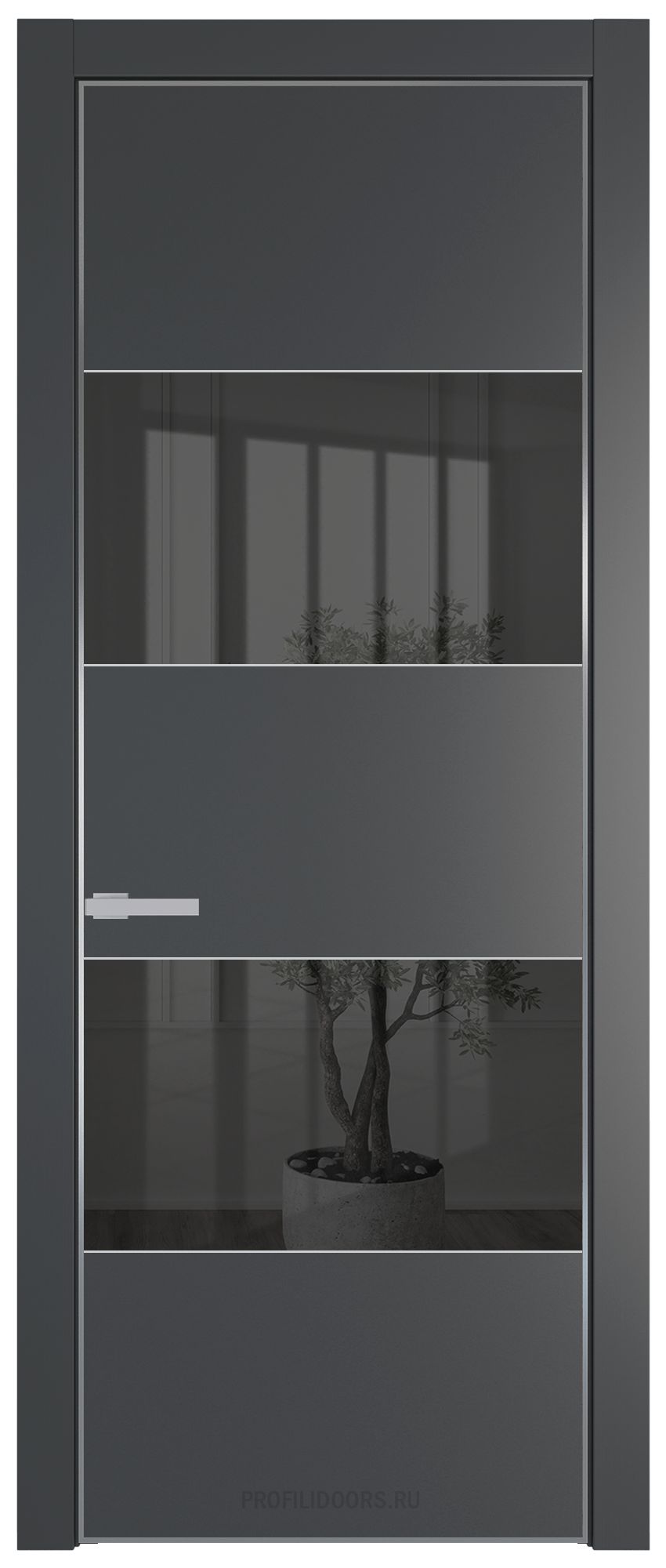 22 PE с вставкой из стекла зеркало grey Графит с алюминиевой кромкой Серебро