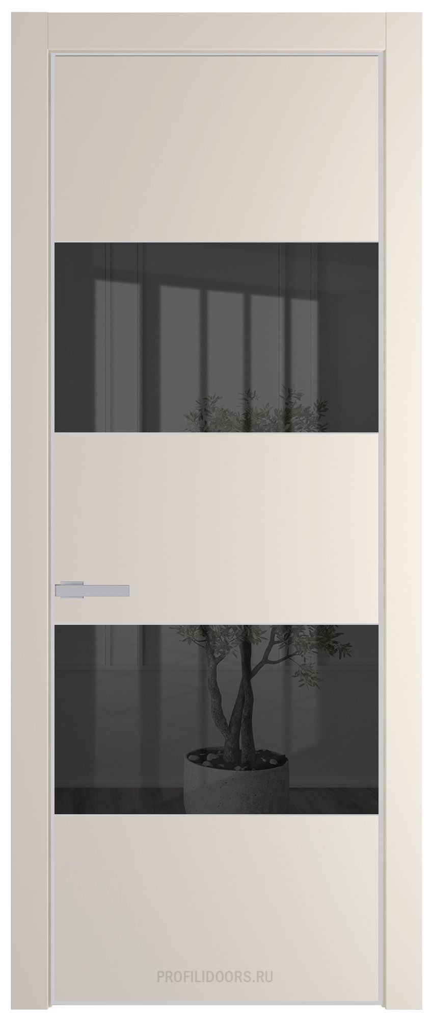 22 PE с вставкой из стекла зеркало grey Кремовая Магнолия с алюминиевой кромкой Матовая