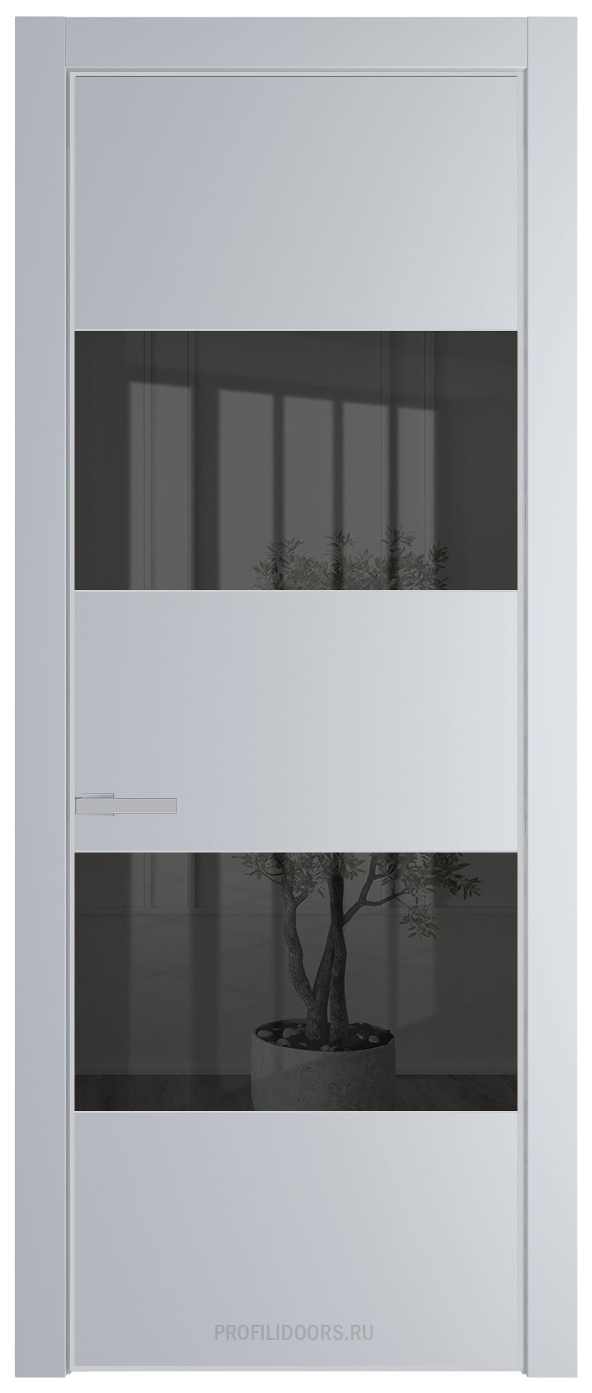 22 PE с вставкой из стекла зеркало grey Лайт Грей с алюминиевой кромкой Матовая