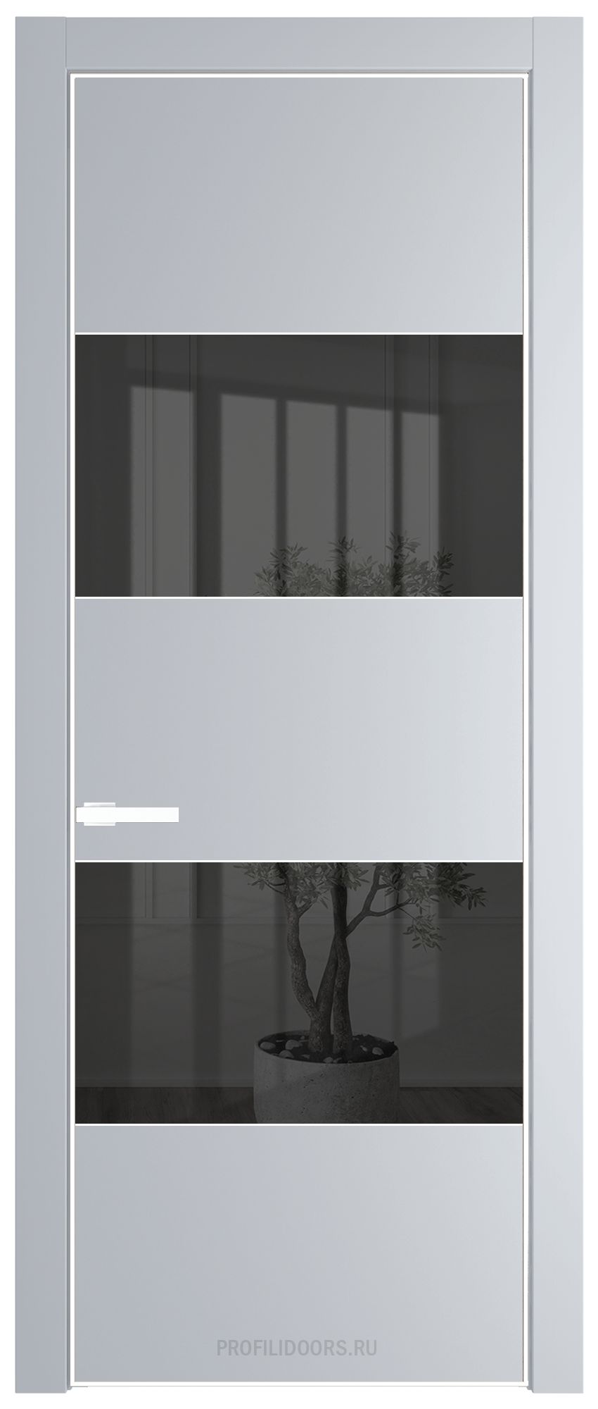 22 PE с вставкой из стекла зеркало grey Лайт Грей с алюминиевой кромкой Вайт