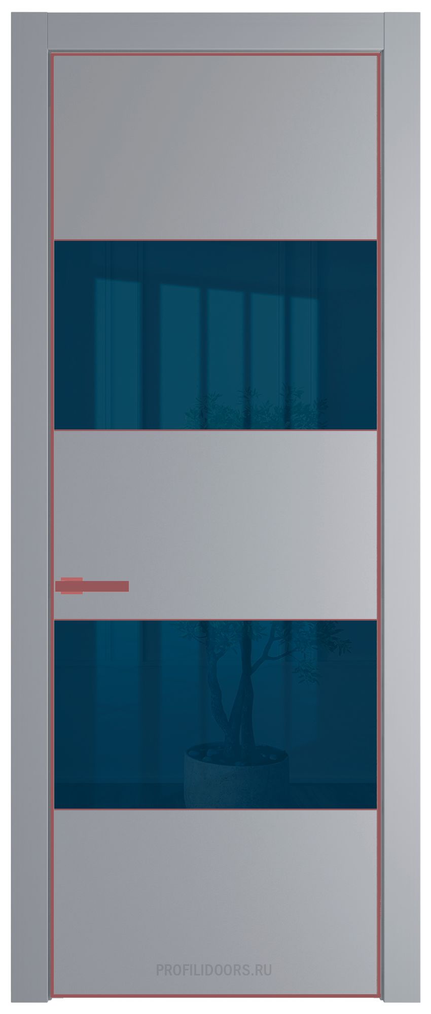 22 PE с вставкой из стекла зеркало blue Смоки с алюминиевой кромкой Красный антрацит