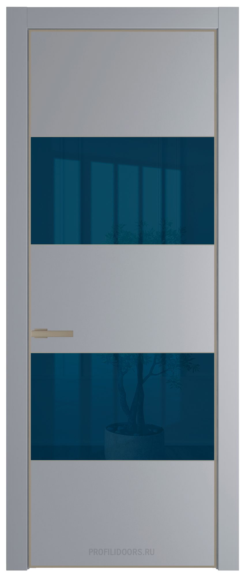 22 PE с вставкой из стекла зеркало blue Смоки с алюминиевой кромкой Никель