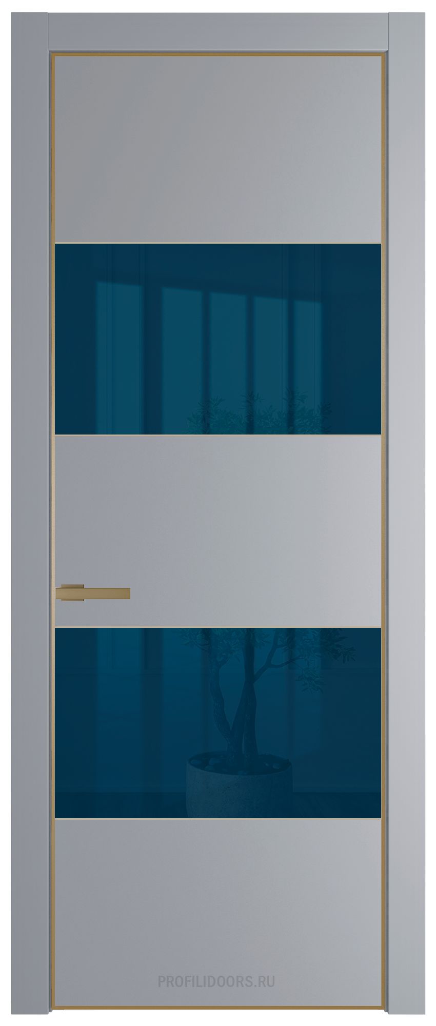 22 PE с вставкой из стекла зеркало blue Смоки с алюминиевой кромкой Золото