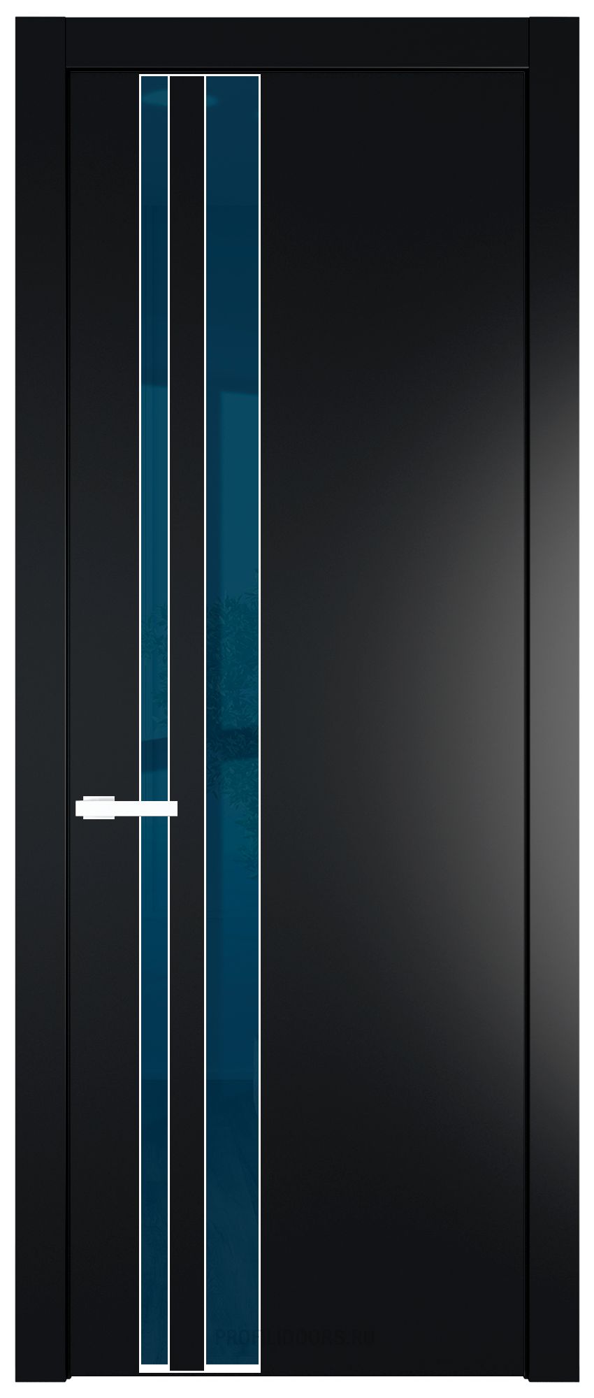 20 PW Блэк Зеркало Blue молдинг Вайт